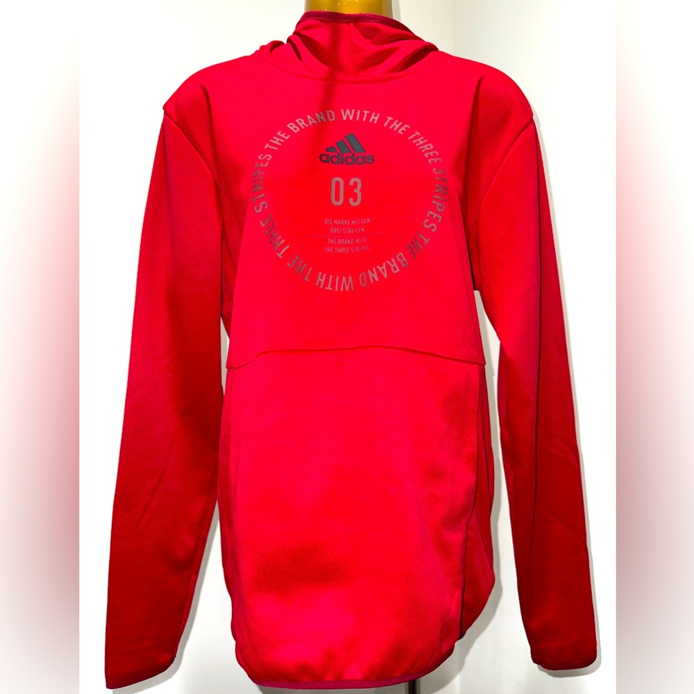 🔥 Adidas 03 Three Stripes Red Performance Hoodie | Men’s S Lightweight Pullover